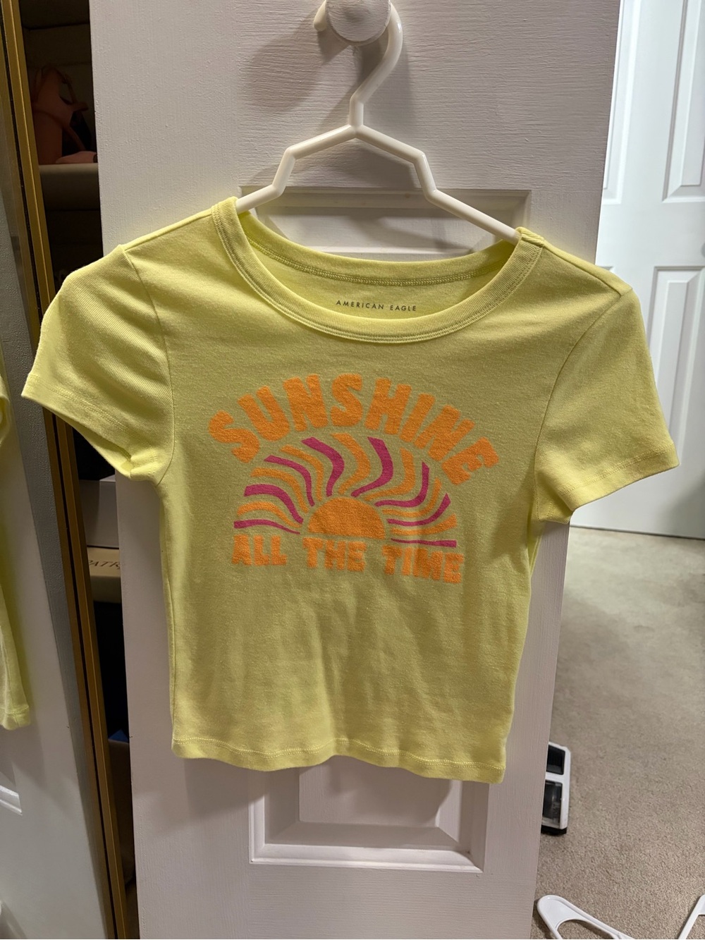 American Eagle Outfitters Yellow 'Sunshine All The Time' Baby Tee - NWOT